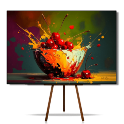 Still life fruit artwork with an oil painting effect, Abstract canvas wall art, Canvas prints of abstract cherries still life, Cherry Prints