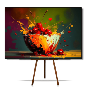Still life fruit artwork with an oil painting effect, Abstract canvas wall art, Canvas prints of abstract cherries still life, Cherry Prints (Copy)
