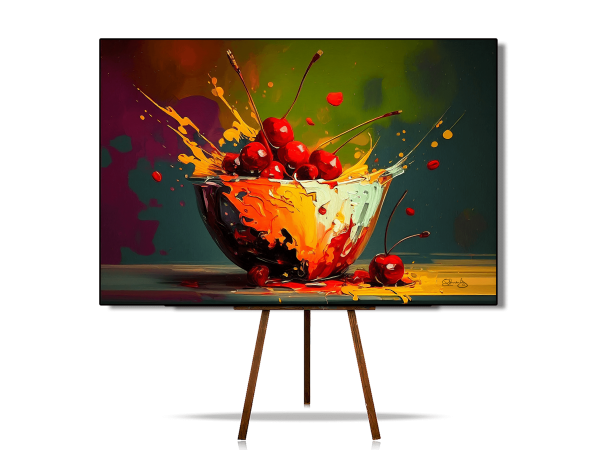 Still life fruit artwork with an oil painting effect, Abstract canvas wall art, Canvas prints of abstract cherries still life, Cherry Prints (Copy)