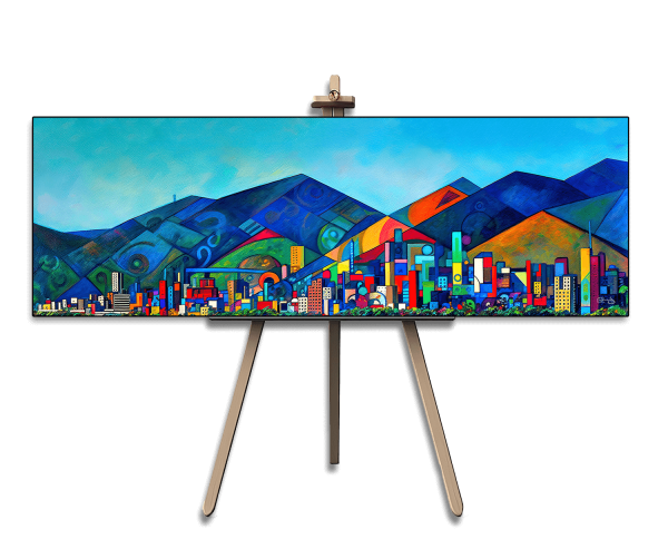 Avila Geometric Symphony of Colors and Forms, Digital art printed on Avila canvas for wall decoration, Avila Canvas print, Venezuelan Art.