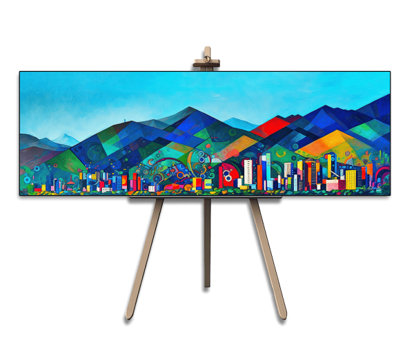 Avila Geometric Symphony of Colors and Forms, Digital art printed on Avila canvas for wall decoration, Avila Canvas print, Venezuelan Art.