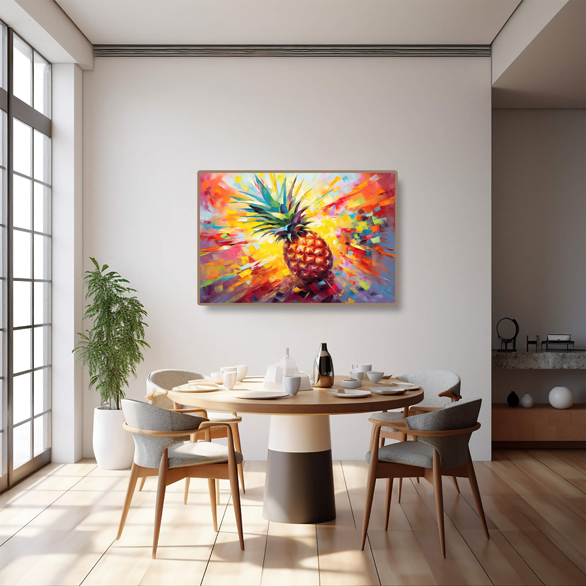 Pineapple Still Life Print, Pineapple Blaze with Burst of Colors, Canvas Print, Abstract, Modern, Kitchen Wall Art, dining room decor - Image 7