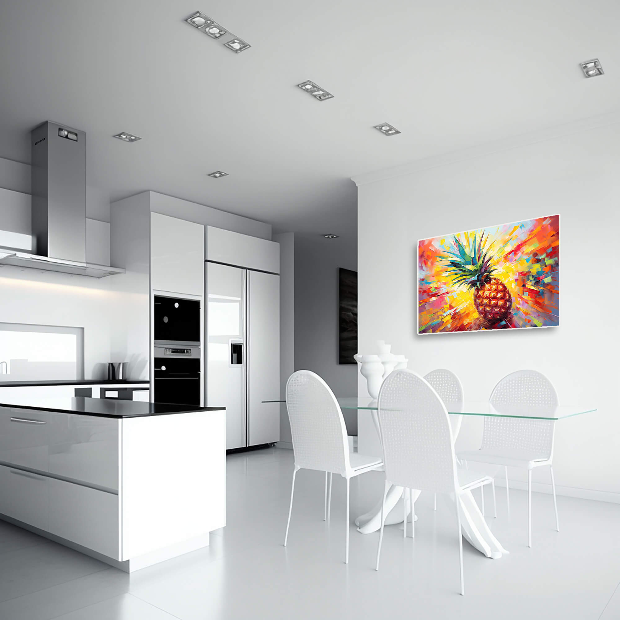 Pineapple Still Life Print, Pineapple Blaze with Burst of Colors, Canvas Print, Abstract, Modern, Kitchen Wall Art, dining room decor - Image 2