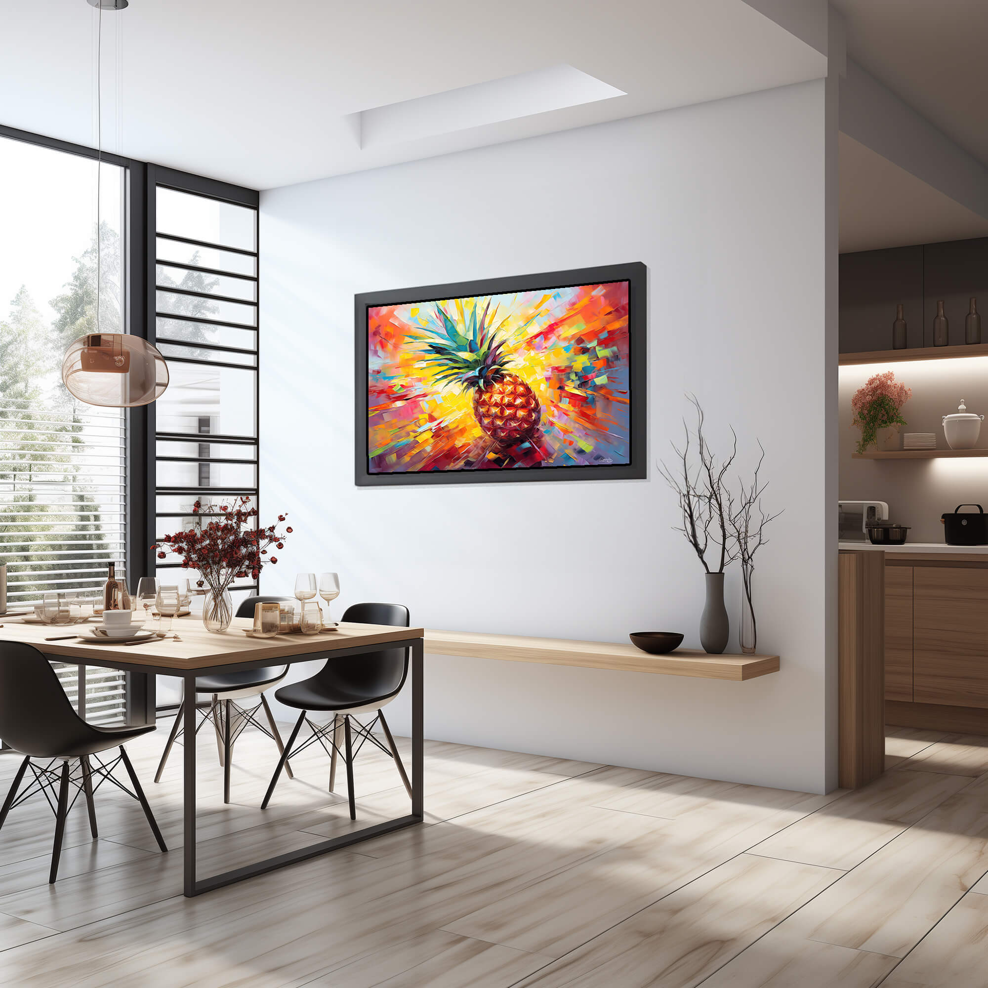 Pineapple Still Life Print, Pineapple Blaze with Burst of Colors, Canvas Print, Abstract, Modern, Kitchen Wall Art, dining room decor - Image 8