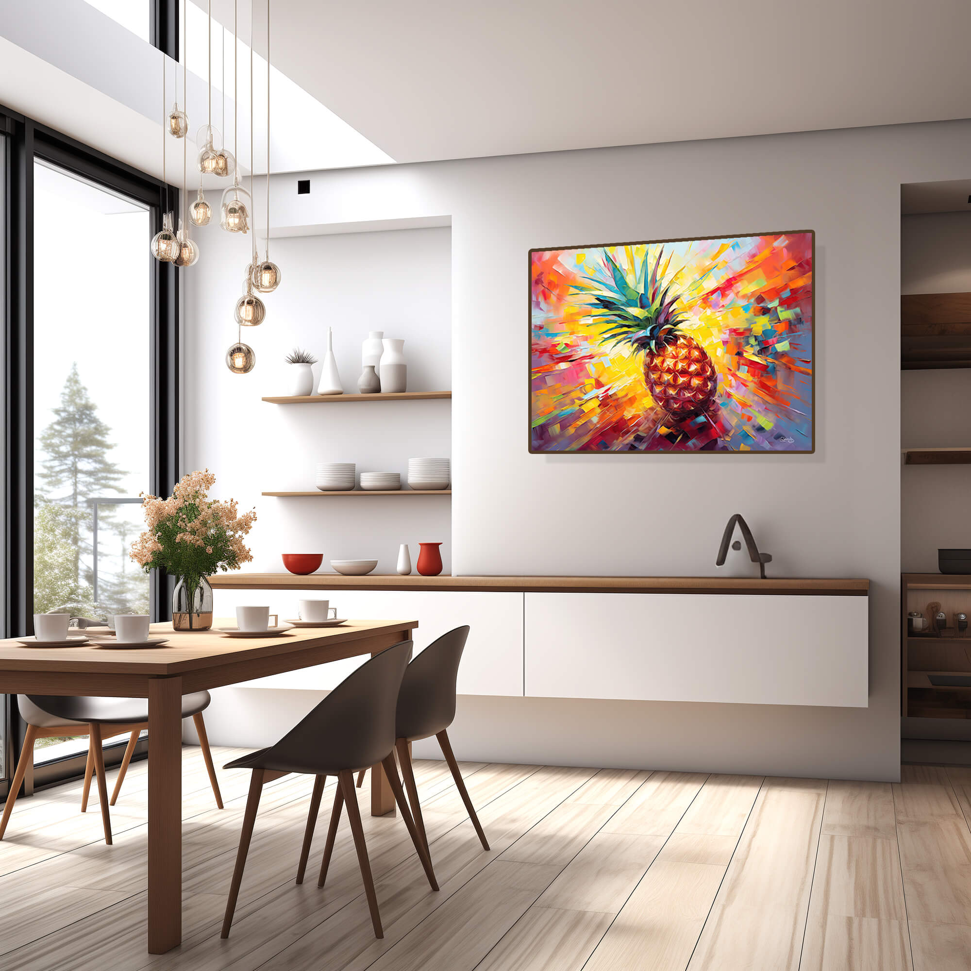 Pineapple Still Life Print, Pineapple Blaze with Burst of Colors, Canvas Print, Abstract, Modern, Kitchen Wall Art, dining room decor - Image 6