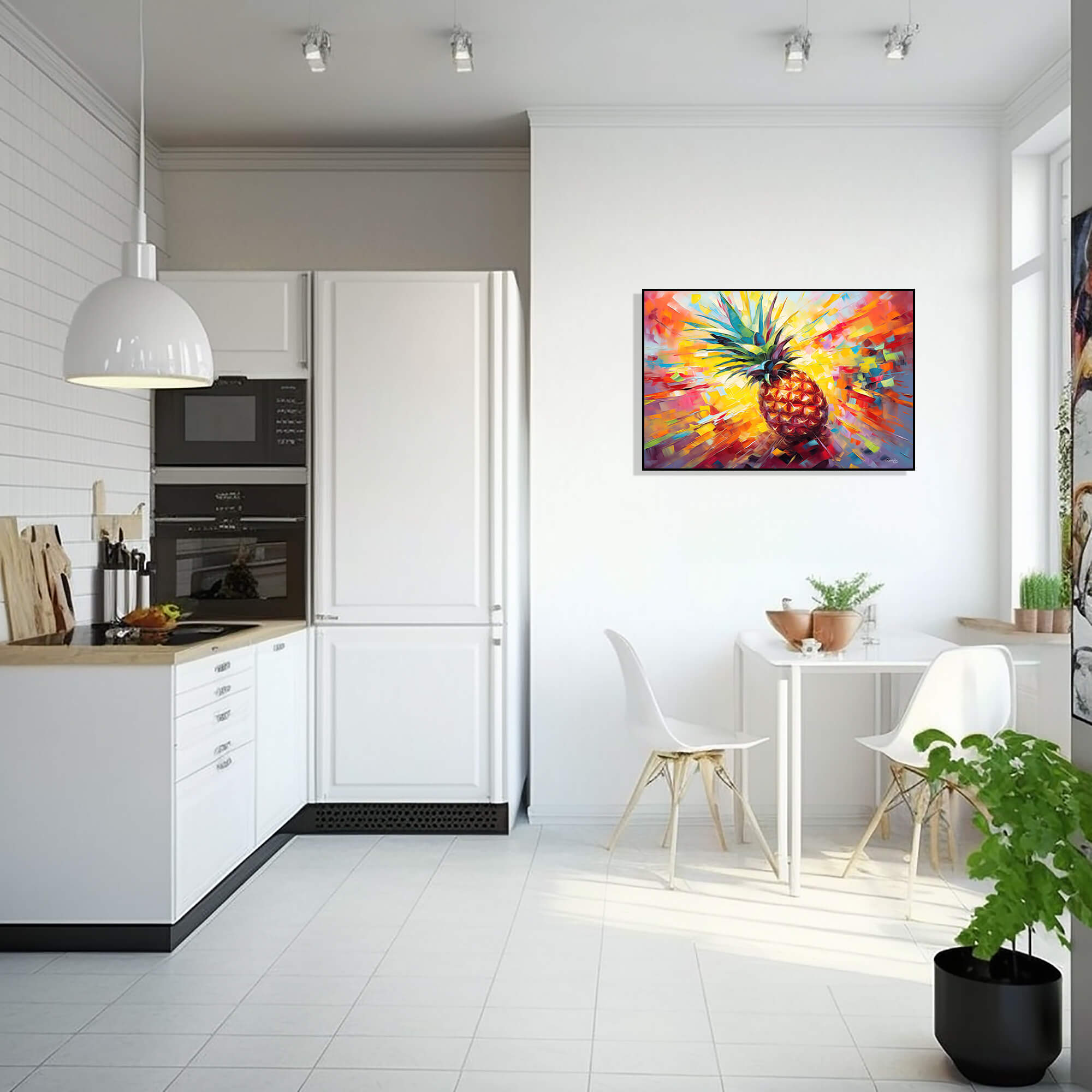 Pineapple Still Life Print, Pineapple Blaze with Burst of Colors, Canvas Print, Abstract, Modern, Kitchen Wall Art, dining room decor - Image 5