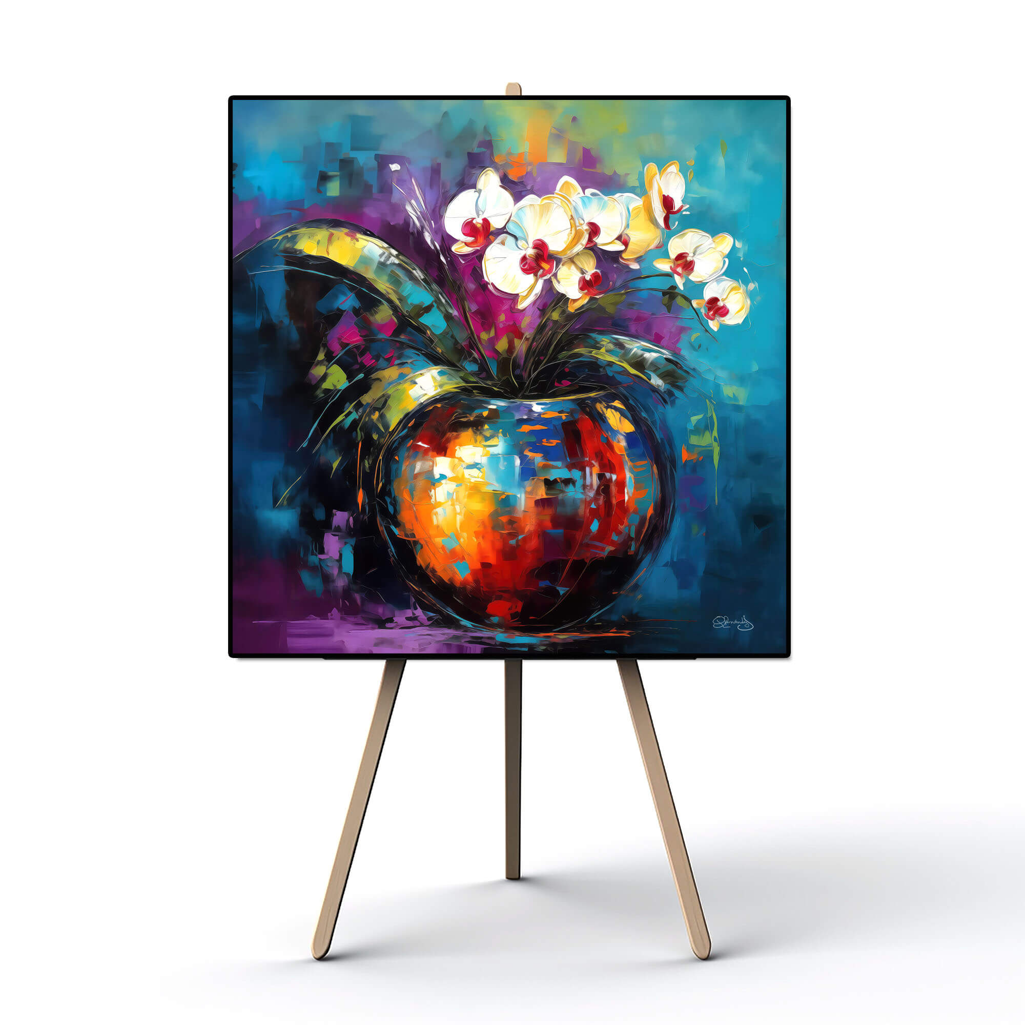 Floral Wall Art Canvas Print, Vibrant Flower Painting, Orchid Home Decor & Fine Art Print, Colorful Floral Artwork Living Room, Orchid art