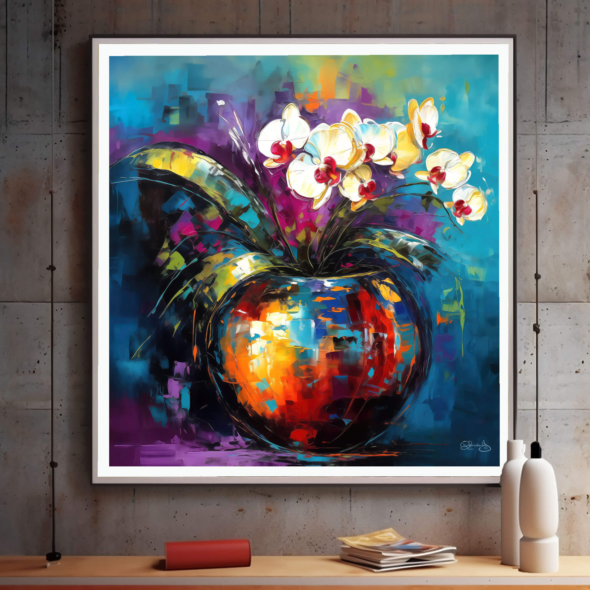 Floral Wall Art Canvas Print, Vibrant Flower Painting, Orchid Home Decor & Fine Art Print, Colorful Floral Artwork Living Room, Orchid art - Image 2