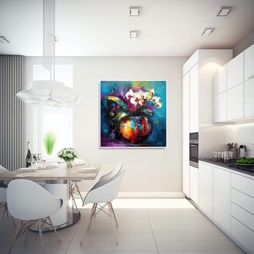 Floral Wall Art Canvas Print, Vibrant Flower Painting, Orchid Home Decor & Fine Art Print, Colorful Floral Artwork Living Room, Orchid art - Image 4