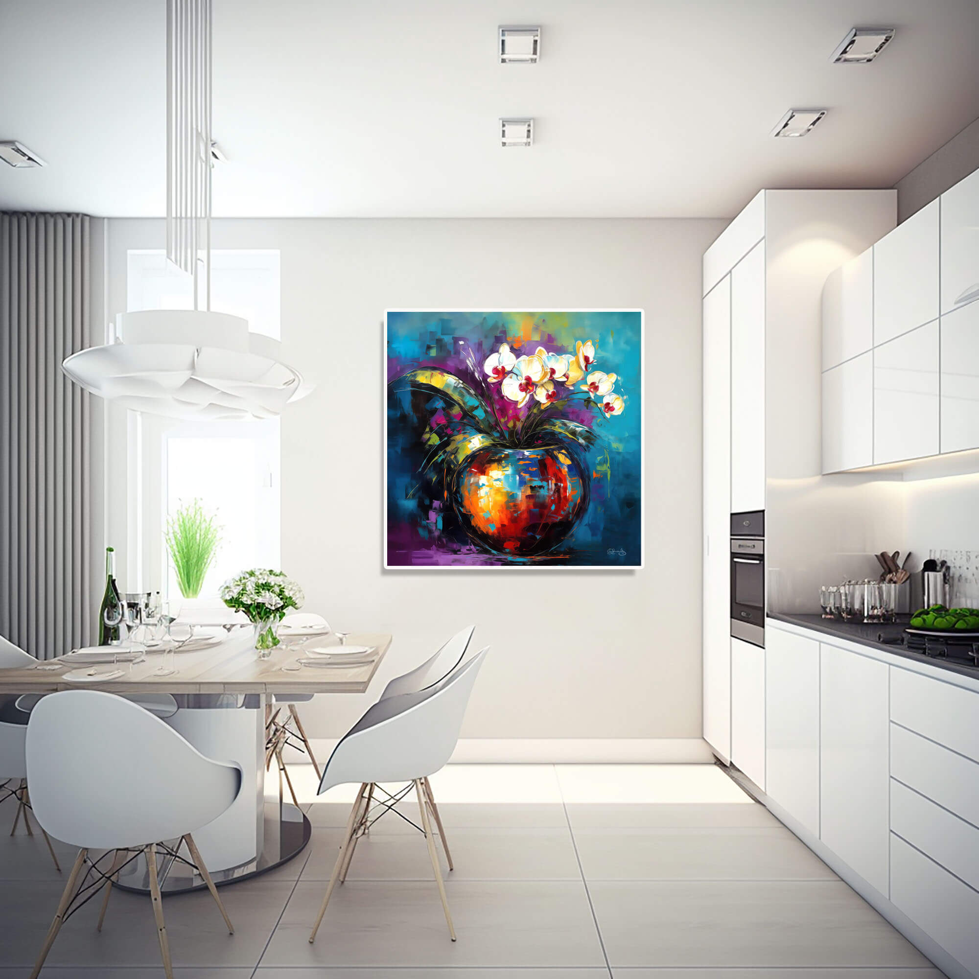 Floral Wall Art Canvas Print, Vibrant Flower Painting, Orchid Home Decor & Fine Art Print, Colorful Floral Artwork Living Room, Orchid art - Image 4