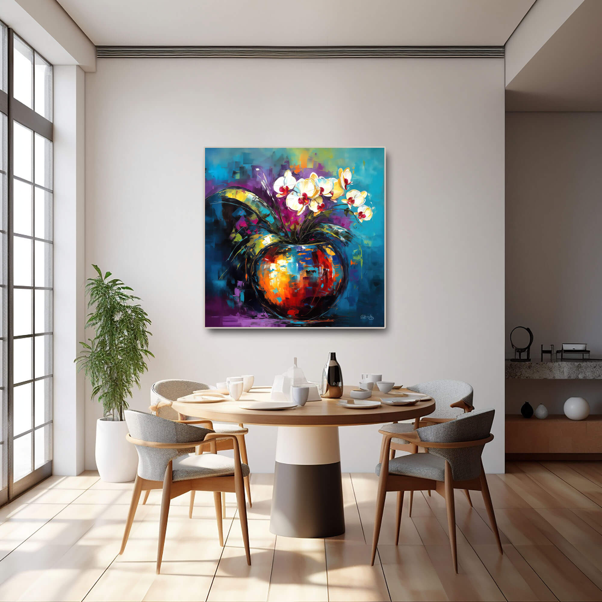 Floral Wall Art Canvas Print, Vibrant Flower Painting, Orchid Home Decor & Fine Art Print, Colorful Floral Artwork Living Room, Orchid art - Image 5