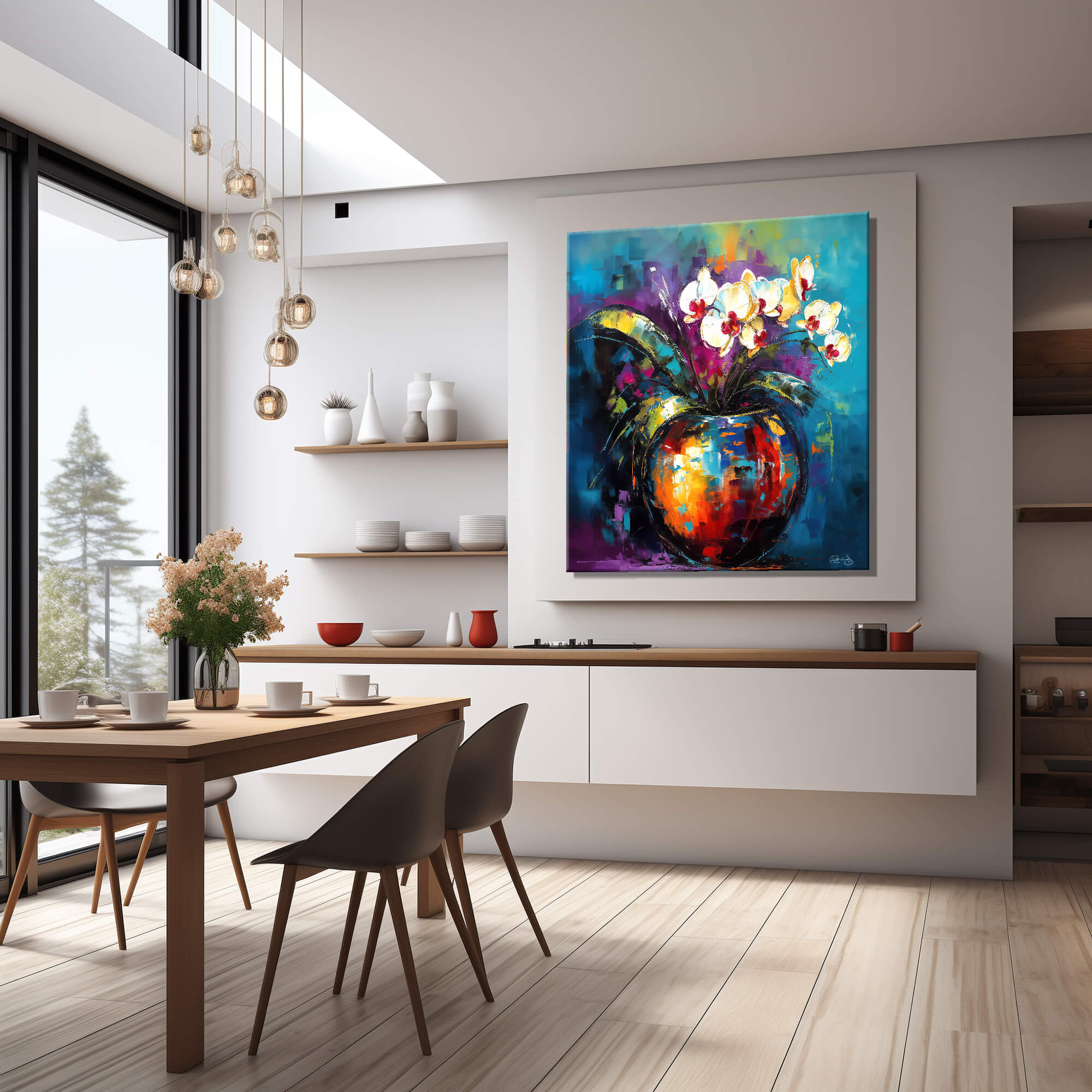 Floral Wall Art Canvas Print, Vibrant Flower Painting, Orchid Home Decor & Fine Art Print, Colorful Floral Artwork Living Room, Orchid art - Image 10