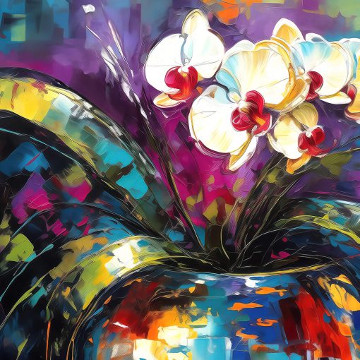 Floral Wall Art Canvas Print, Vibrant Flower Painting, Orchid Home Decor & Fine Art Print, Colorful Floral Artwork Living Room, Orchid art - Image 3