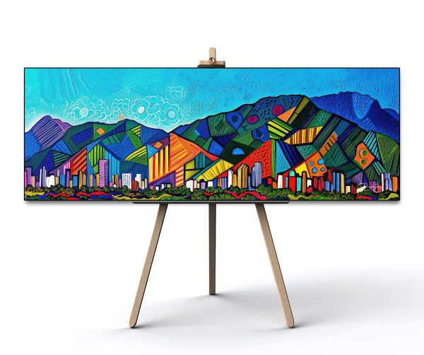 Avila Geometric Symphony of Colors inspired by Brito, Digital art printed on Avila canvas for wall decoration, Avila Canvas print, Venezuelan Art.