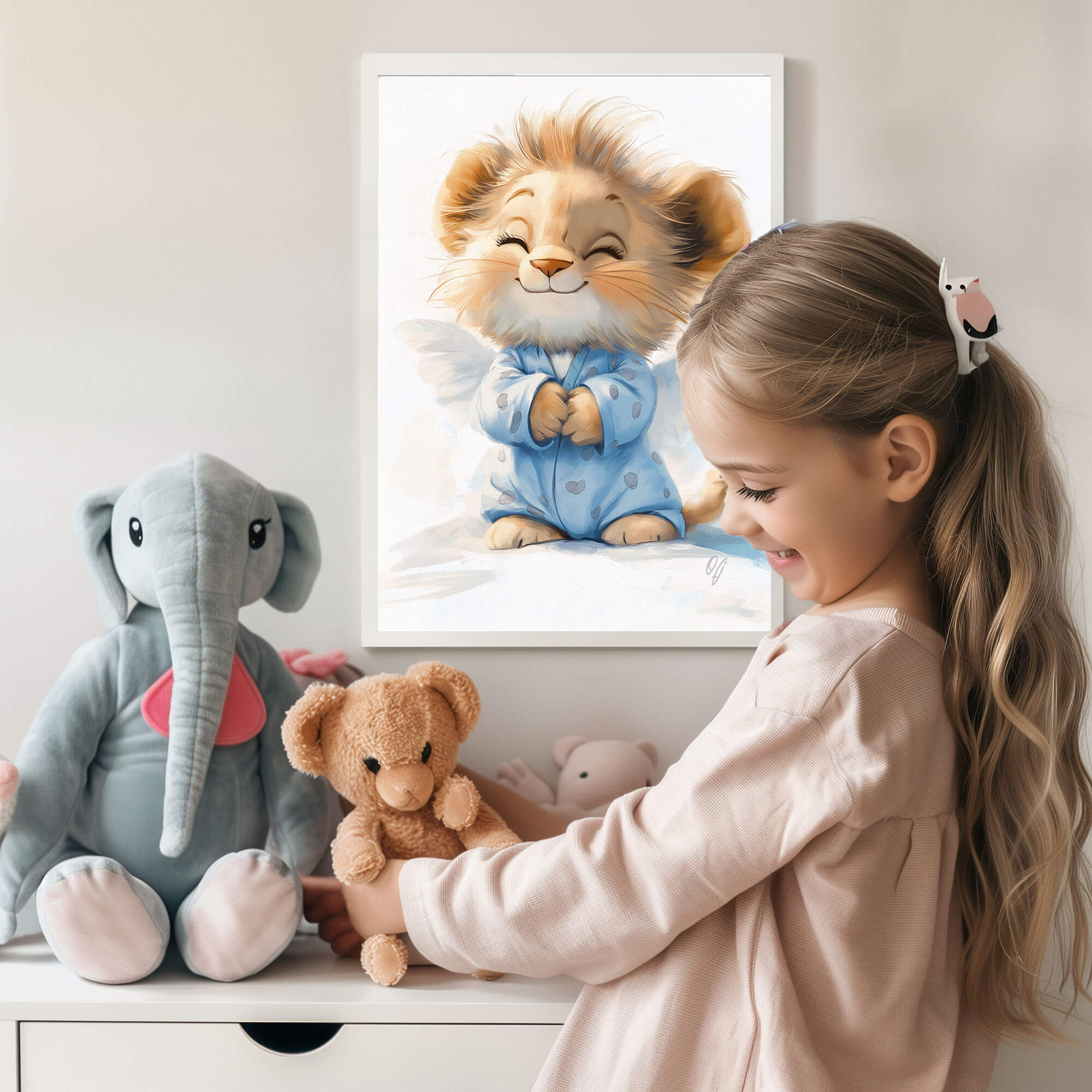 Cute Guardian Angel Little Lion, Wall Decor for Kids, Baby Animal Nursery Print, Canvas Art for Children’s Room, Baby Shower Gift, Playroom - Image 6