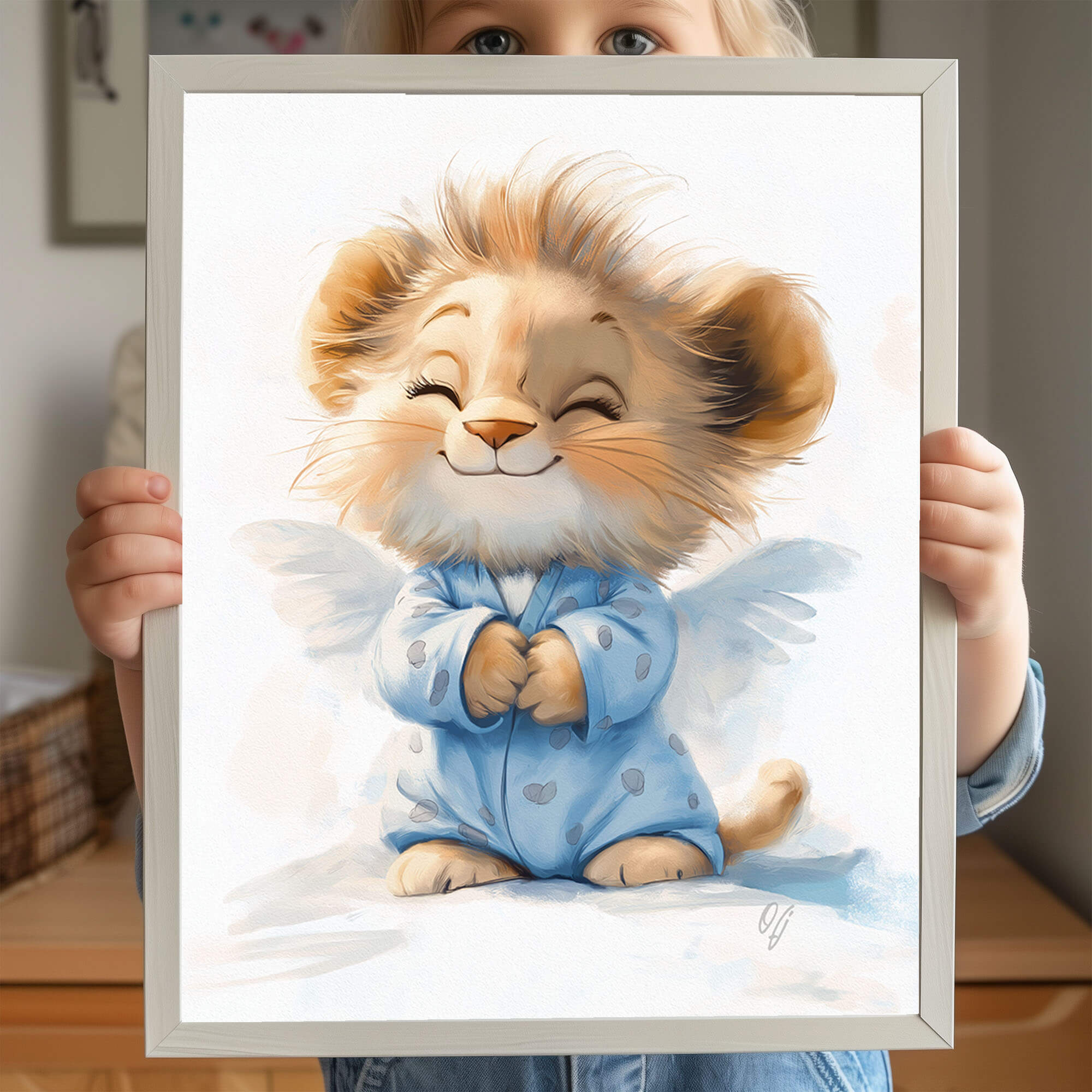 Cute Guardian Angel Little Lion, Wall Decor for Kids, Baby Animal Nursery Print, Canvas Art for Children’s Room, Baby Shower Gift, Playroom - Image 2
