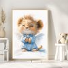 Cute Guardian Angel Little Lion, Wall Decor for Kids, Baby Animal Nursery Print, Canvas Art for Children’s Room, Baby Shower Gift, Playroom