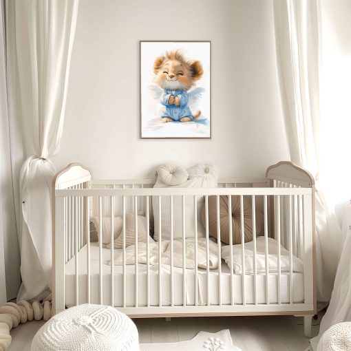 Cute Guardian Angel Little Lion, Wall Decor for Kids, Baby Animal Nursery Print, Canvas Art for Children’s Room, Baby Shower Gift, Playroom - Image 4