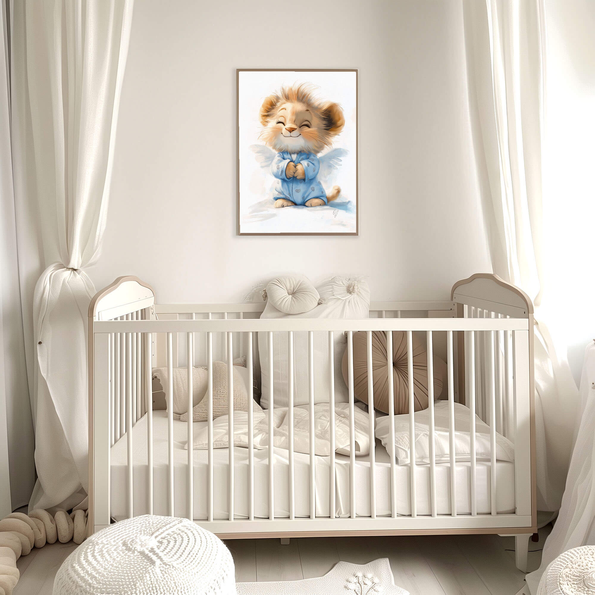 Cute Guardian Angel Little Lion, Wall Decor for Kids, Baby Animal Nursery Print, Canvas Art for Children’s Room, Baby Shower Gift, Playroom - Image 4