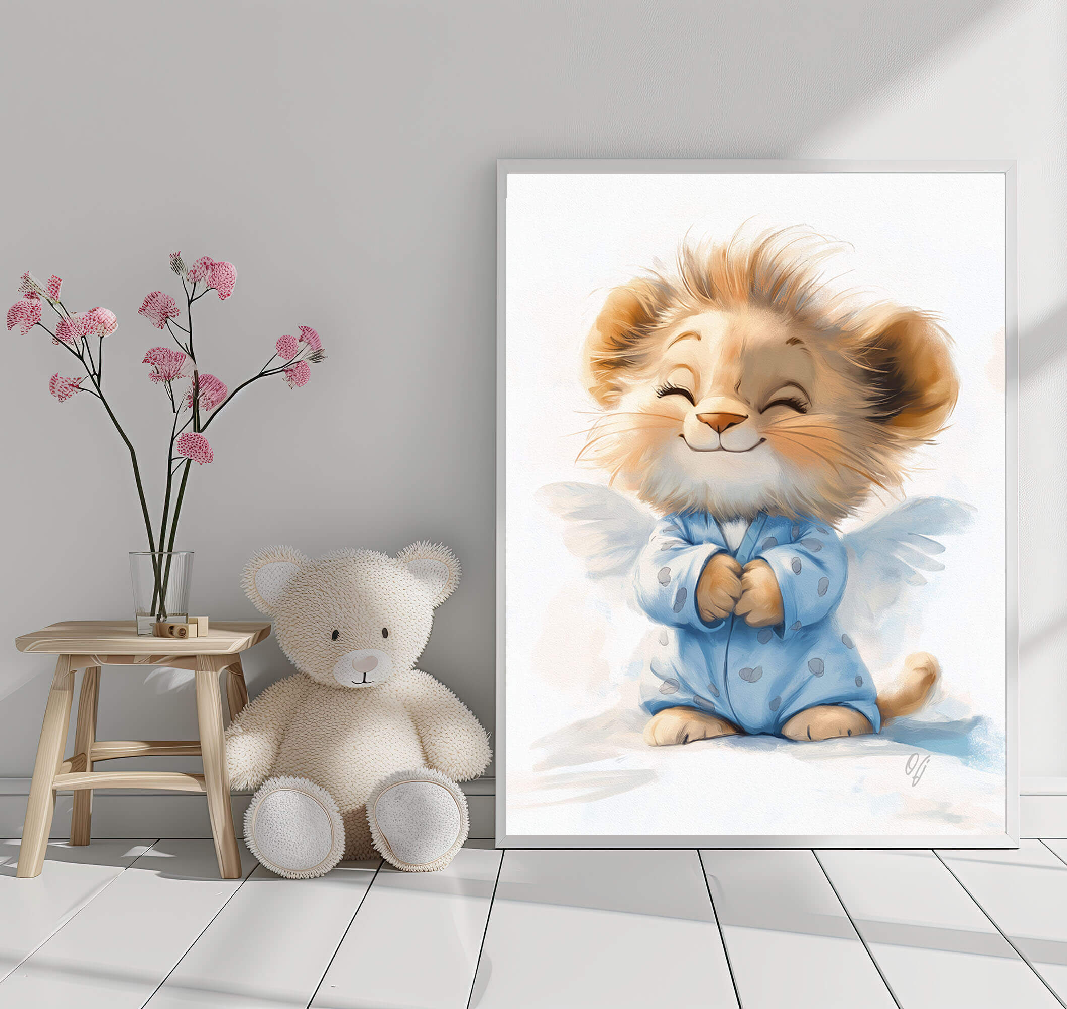 Cute Guardian Angel Little Lion, Wall Decor for Kids, Baby Animal Nursery Print, Canvas Art for Children’s Room, Baby Shower Gift, Playroom - Image 5