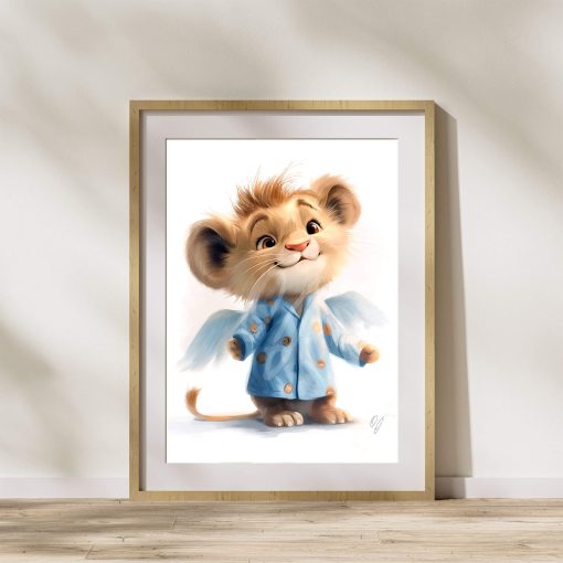Guardian Angel Lion Wall Art, Cute Baby Animal Canvas Print, Nursery Decor for Kids, Baby Shower Gift - Image 4