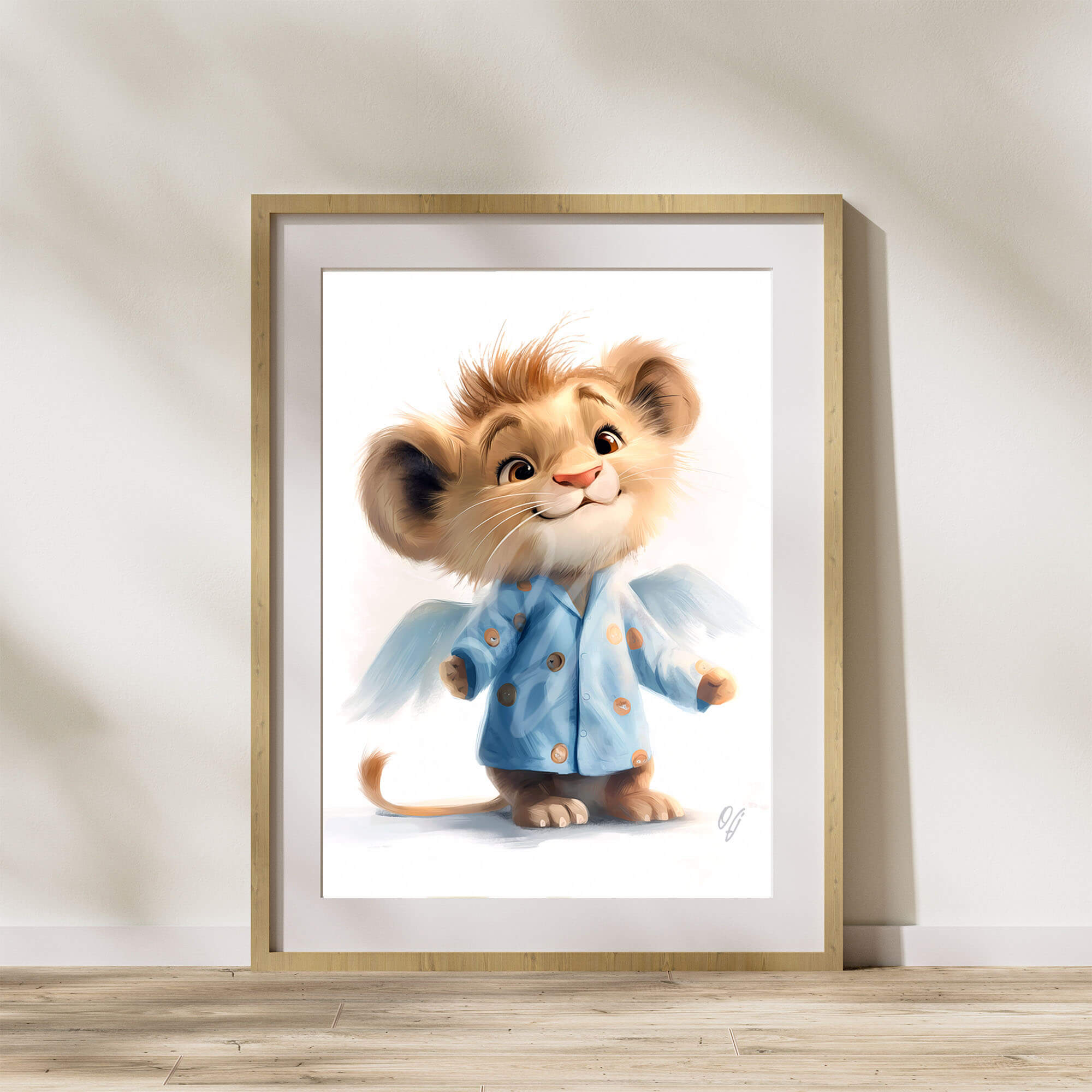 Guardian Angel Lion Wall Art, Cute Baby Animal Canvas Print, Nursery Decor for Kids, Baby Shower Gift - Image 4