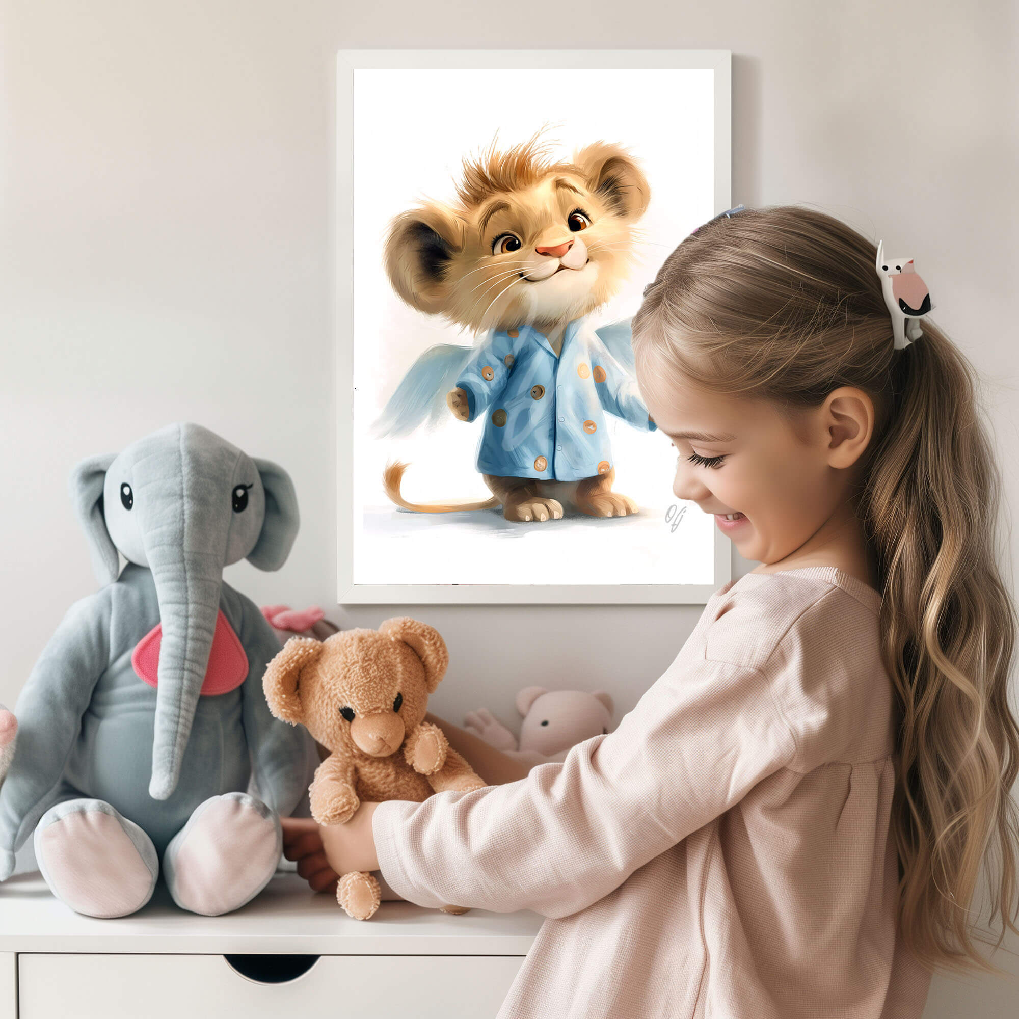 Guardian Angel Lion Wall Art, Cute Baby Animal Canvas Print, Nursery Decor for Kids, Baby Shower Gift - Image 5