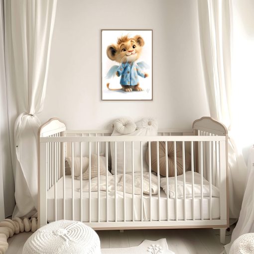 Guardian Angel Lion Wall Art, Cute Baby Animal Canvas Print, Nursery Decor for Kids, Baby Shower Gift - Image 7