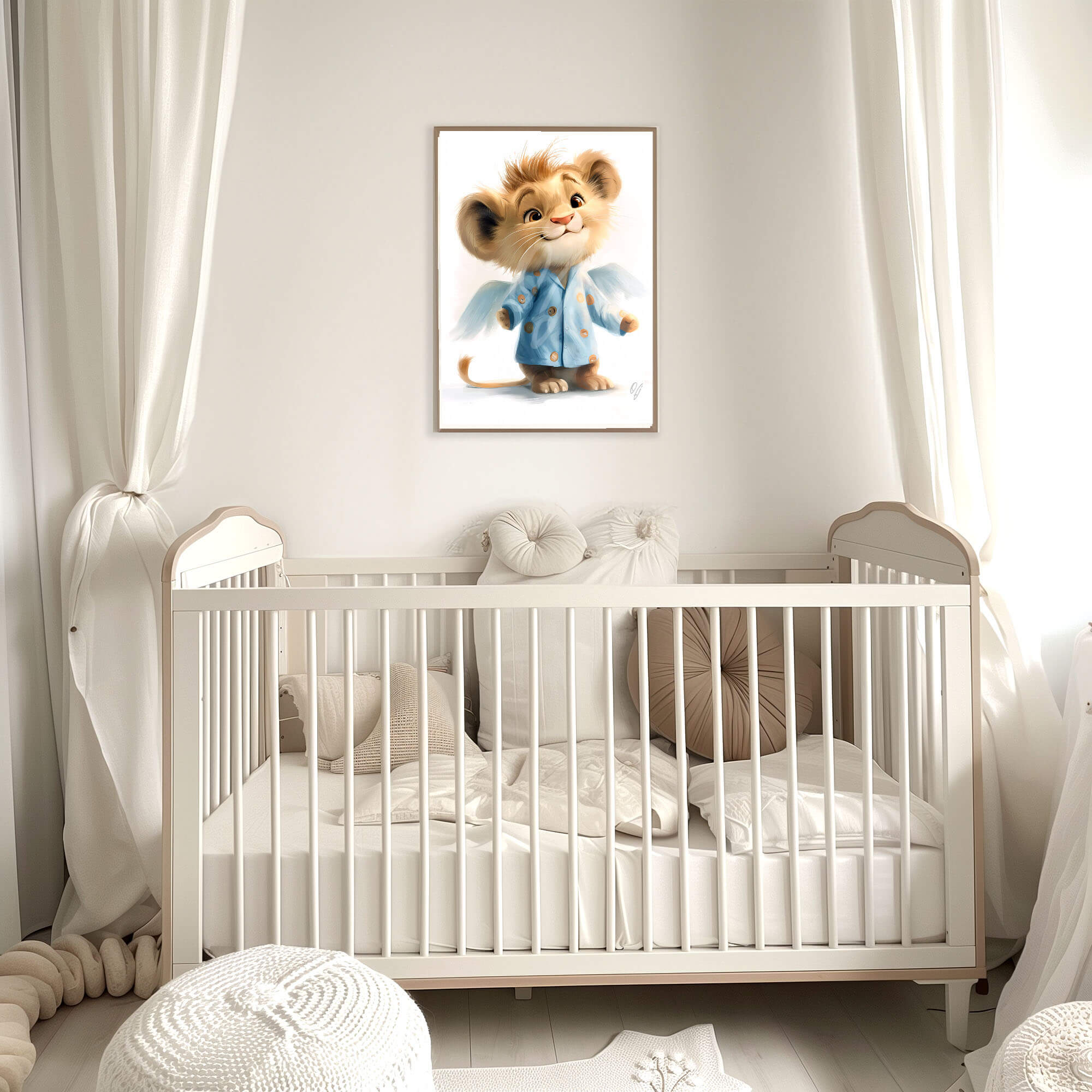Guardian Angel Lion Wall Art, Cute Baby Animal Canvas Print, Nursery Decor for Kids, Baby Shower Gift - Image 7