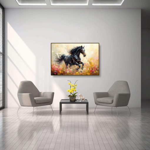 Running Horse Abstract Colorful Canvas Wall Art Modern Horse Art Print Horse Lover Gift Large Vibrant Wall Art Stylish Horse Print - Image 3