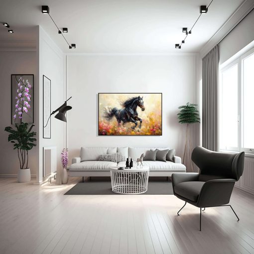 Running Horse Abstract Colorful Canvas Wall Art Modern Horse Art Print Horse Lover Gift Large Vibrant Wall Art Stylish Horse Print - Image 4