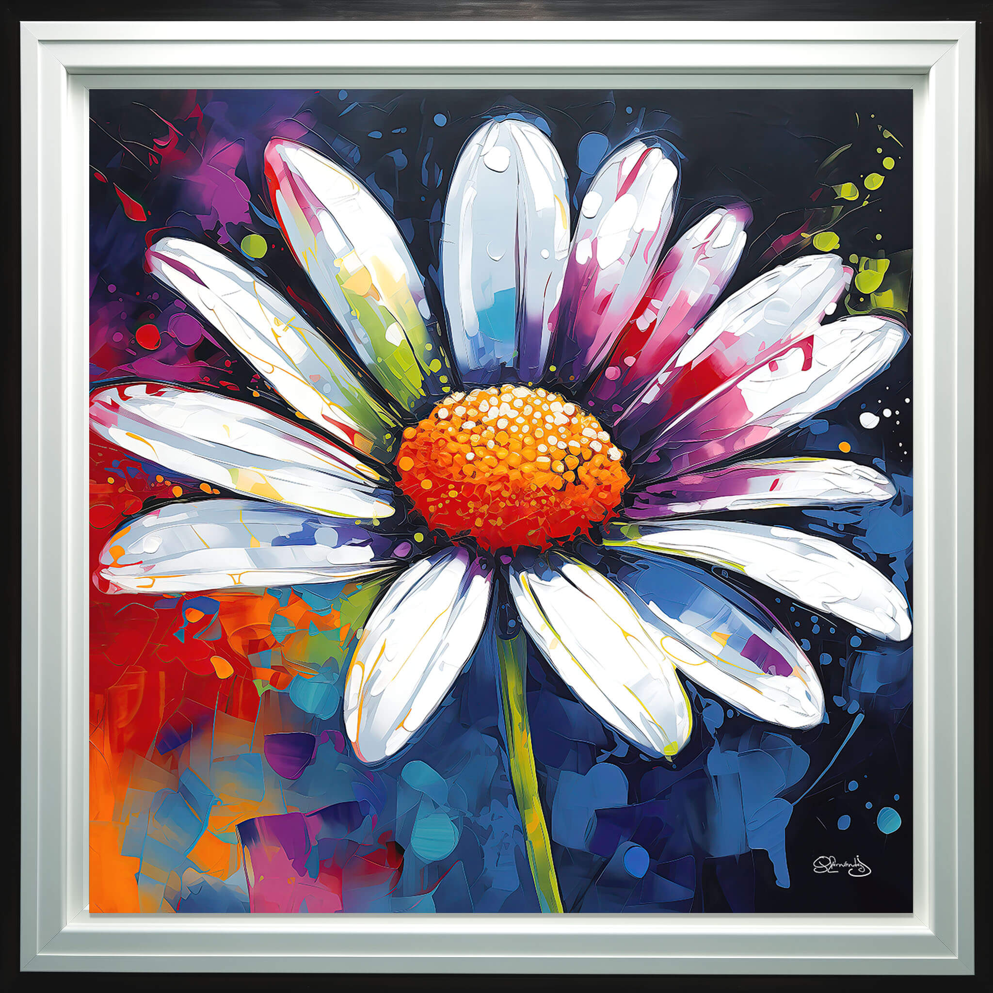 Colorful Floral Canvas Art - Vibrant Flower Painting & Colorful Home Decor Fine Art Print, Daisy Floral Artwork for Walls, Floral Canvas Art - Image 2