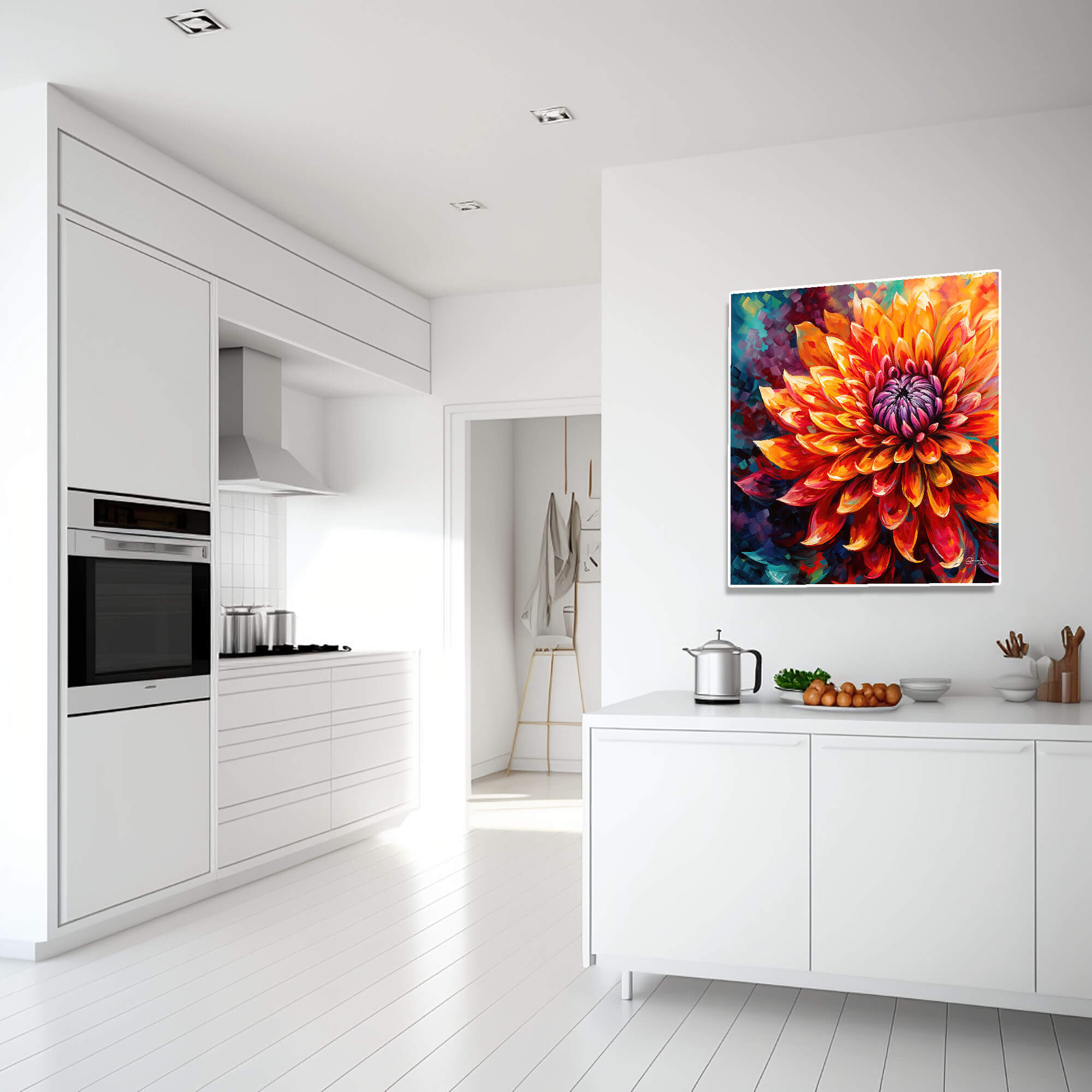 Floral Wall Art Canvas Print - Vibrant Dahlia Painting, Colorful Home Decor & Fine Art Print for Living Room, Floral Art, Dahlia flower art - Image 8