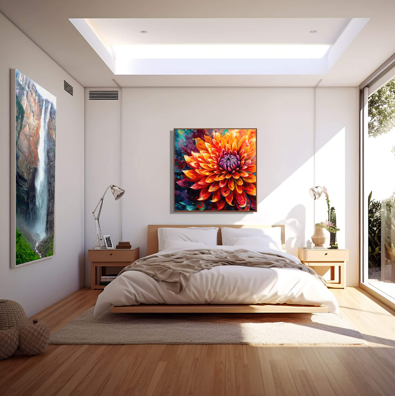 Floral Wall Art Canvas Print - Vibrant Dahlia Painting, Colorful Home Decor & Fine Art Print for Living Room, Floral Art, Dahlia flower art - Image 7