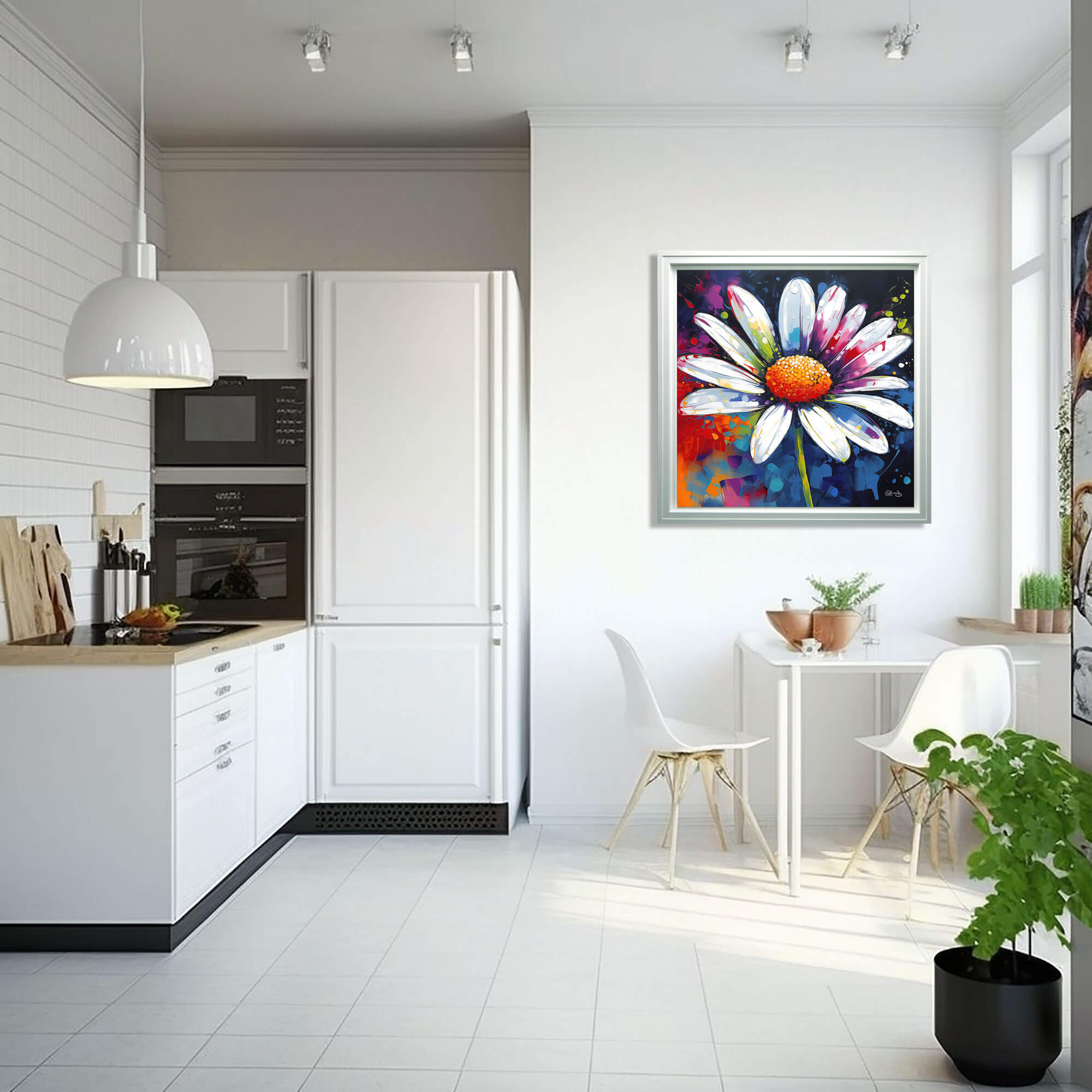 Colorful Floral Canvas Art - Vibrant Flower Painting & Colorful Home Decor Fine Art Print, Daisy Floral Artwork for Walls, Floral Canvas Art - Image 3