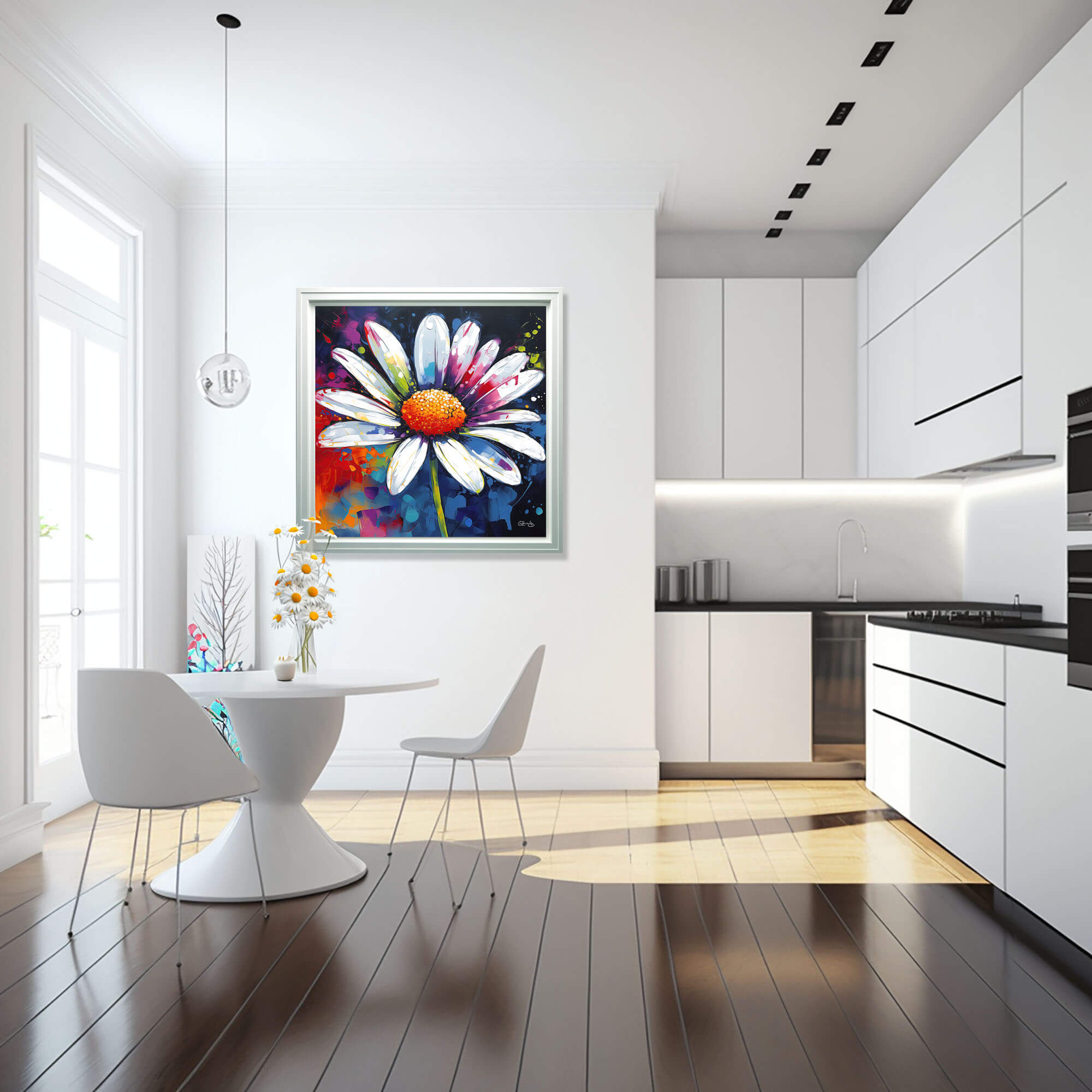 Colorful Floral Canvas Art - Vibrant Flower Painting & Colorful Home Decor Fine Art Print, Daisy Floral Artwork for Walls, Floral Canvas Art - Image 4