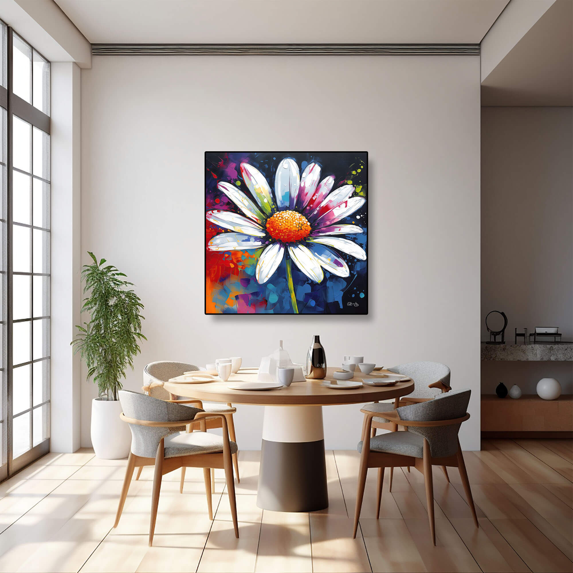 Colorful Floral Canvas Art - Vibrant Flower Painting & Colorful Home Decor Fine Art Print, Daisy Floral Artwork for Walls, Floral Canvas Art - Image 9