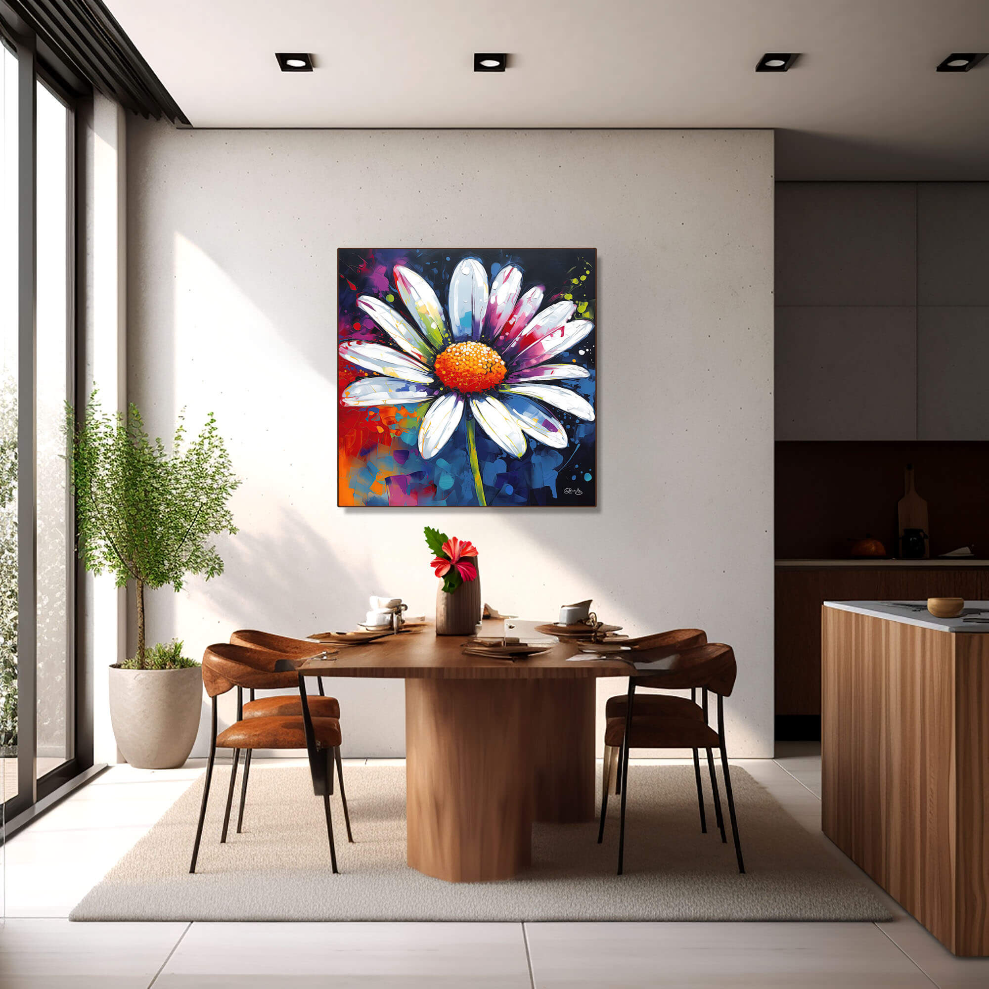 Colorful Floral Canvas Art - Vibrant Flower Painting & Colorful Home Decor Fine Art Print, Daisy Floral Artwork for Walls, Floral Canvas Art - Image 8