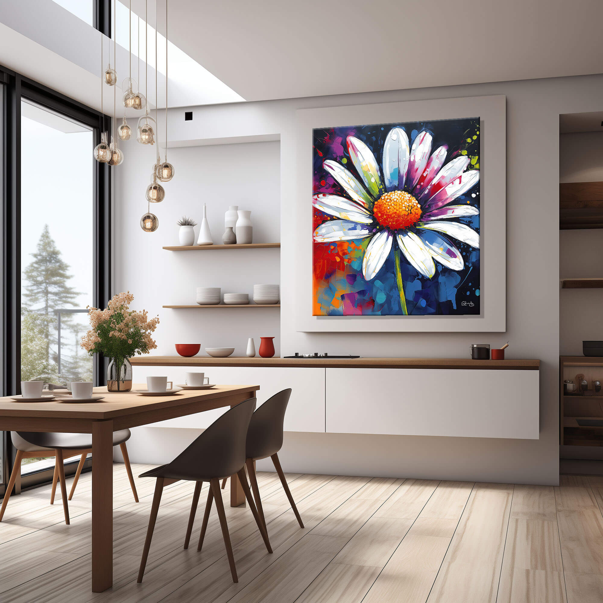 Colorful Floral Canvas Art - Vibrant Flower Painting & Colorful Home Decor Fine Art Print, Daisy Floral Artwork for Walls, Floral Canvas Art - Image 7