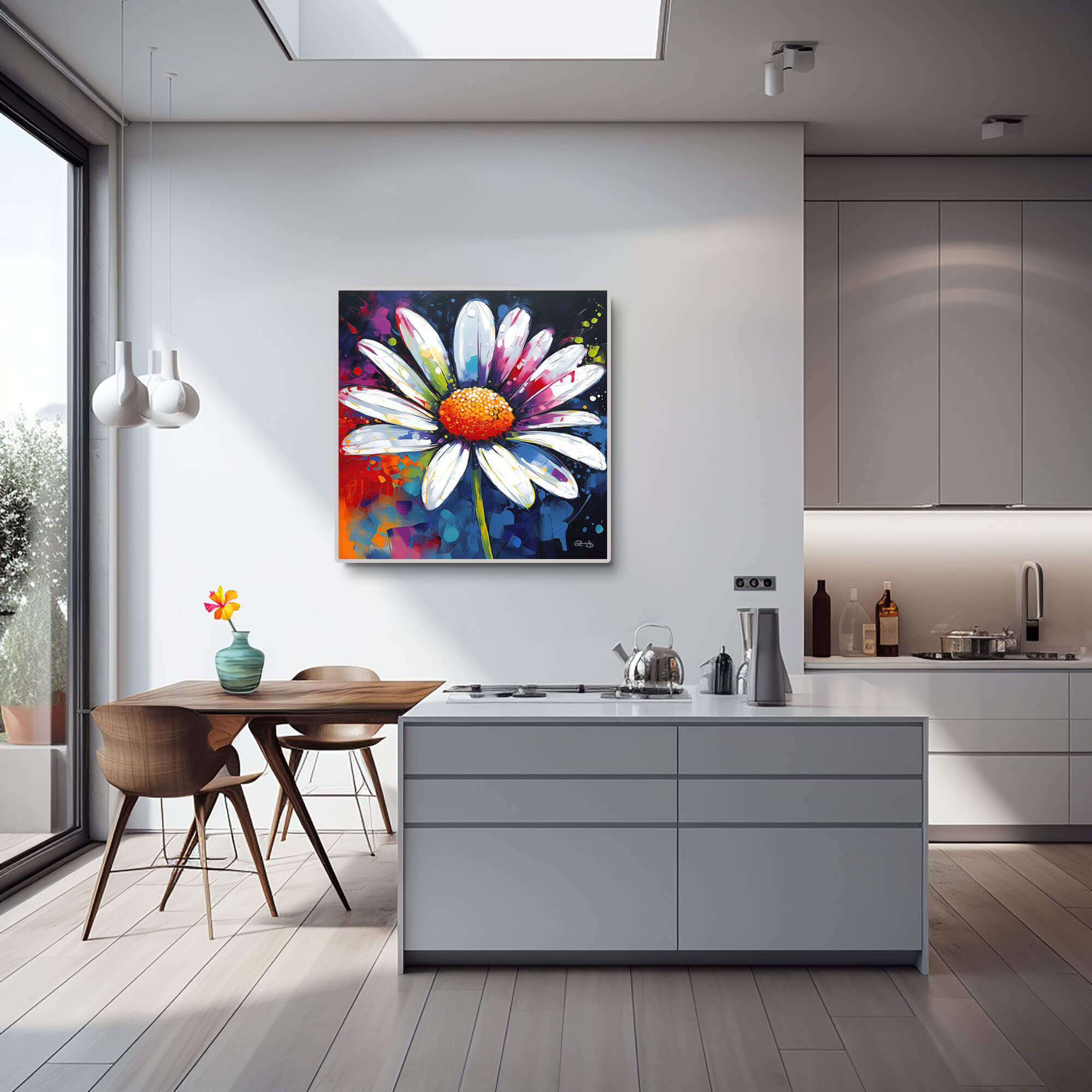 Colorful Floral Canvas Art - Vibrant Flower Painting & Colorful Home Decor Fine Art Print, Daisy Floral Artwork for Walls, Floral Canvas Art - Image 5