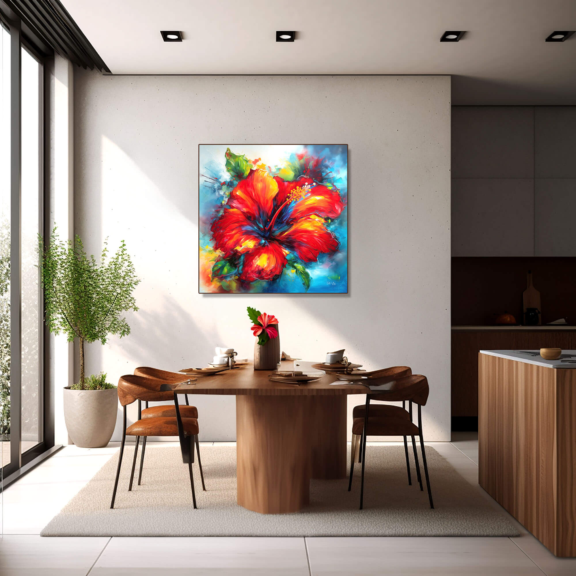 Red Hibiscus Art Canvas Print, Floral Wall Art Print, floral Home Decor & Fine Art Print, Colorful Floral Art home decor, Mother's Day Gift - Image 5