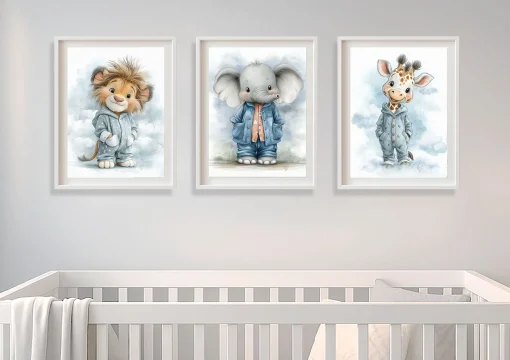 Safari Nursery Prints Set of 3 | Kids & Nursery Wall art | Safari Animal Nursery Decor |  Kids Room Decor | Animal Art | Baby Shower Gift