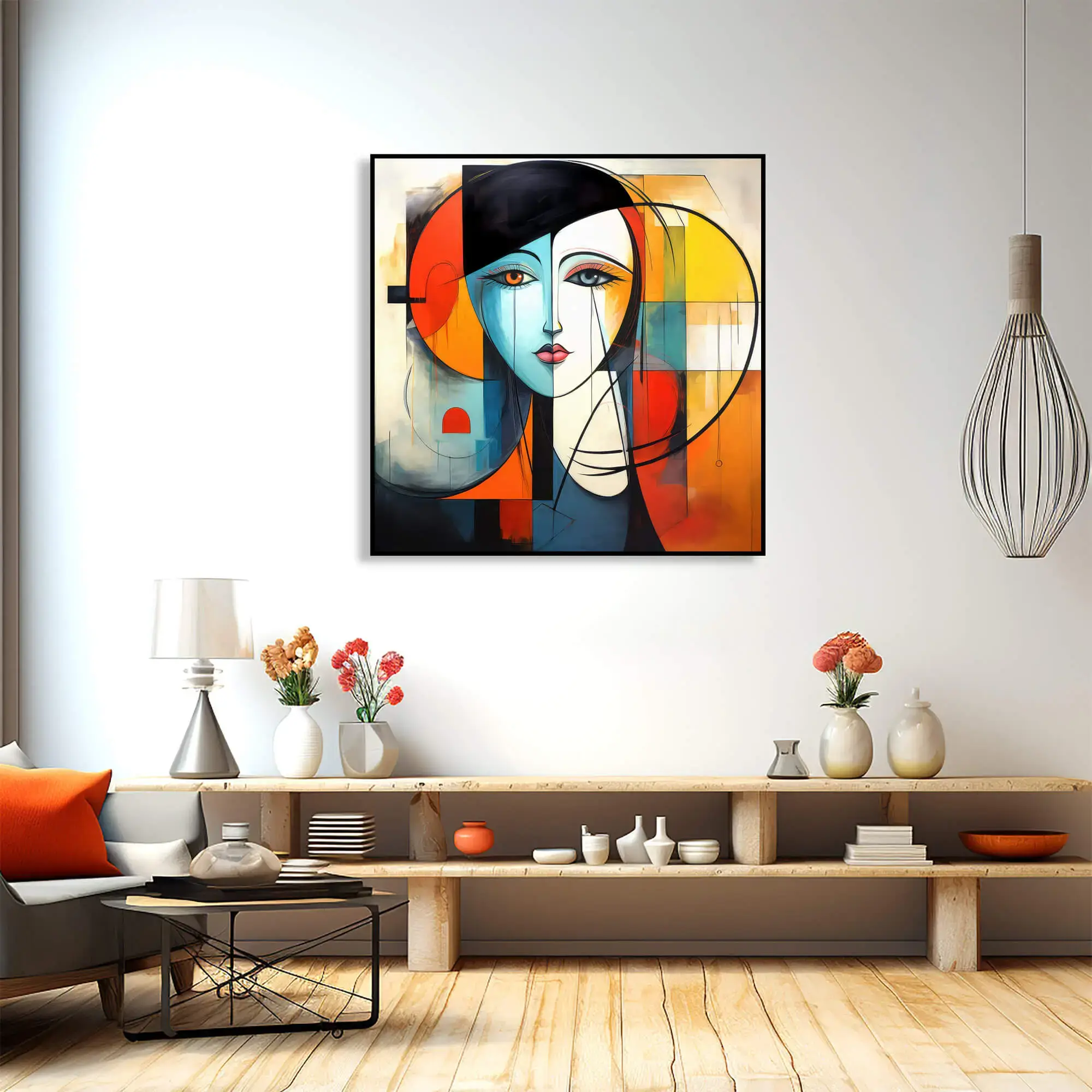Modern digital art | abstract female portrait | printable wall art | geometric face illustration | emotional art print |cubist style decor | colorful expressionism | contemporary home art - Image 5