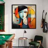 Alternative view of Modern digital art | abstract female portrait | printable wall art | geometric face illustration | emotional art print |cubist style decor | colorful expressionism | contemporary home art