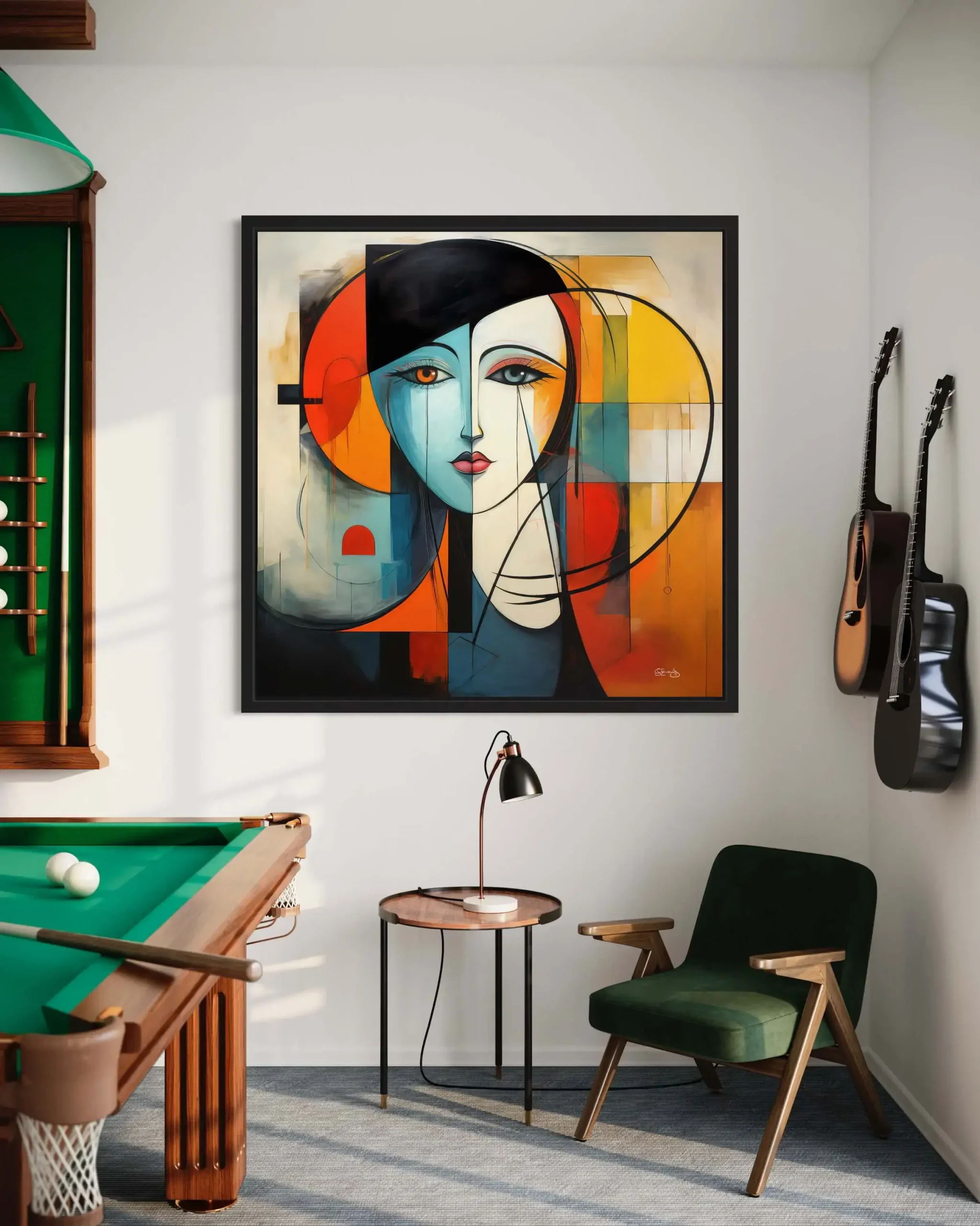 Modern digital art | abstract female portrait | printable wall art | geometric face illustration | emotional art print |cubist style decor | colorful expressionism | contemporary home art - Image 2
