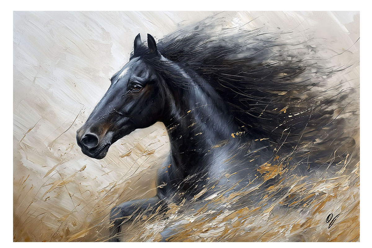 Midnight Grace black horse fine art canvas print by Fotoleo